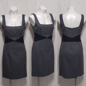 Sophia Eugene Wool Sheath Dress US 6 Square Neck Sleeveless Elegant Career Chic